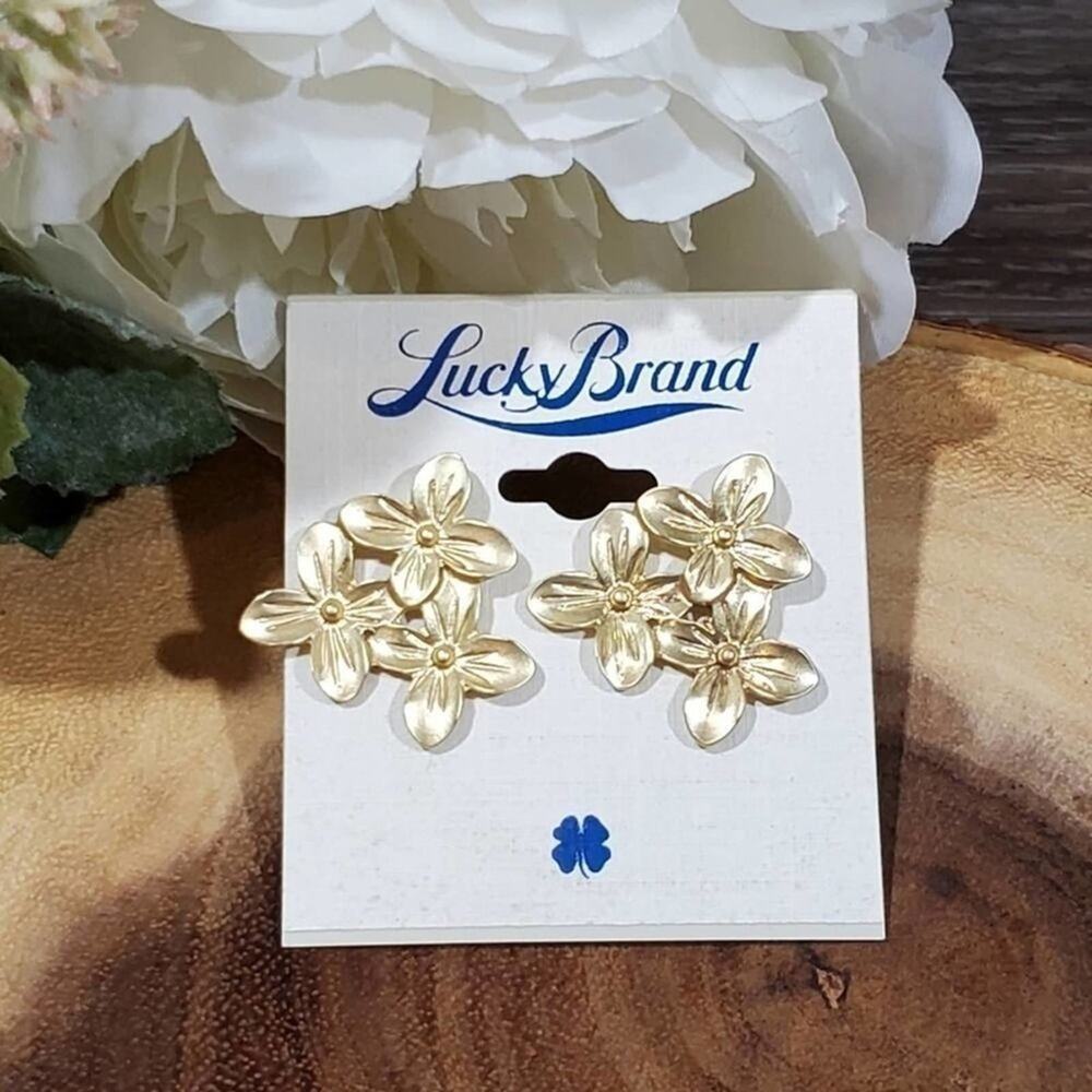 Lucky brand‎ gold triple flower earrings